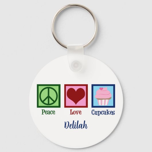Peace Love Cupcakes Sleutelhanger (Voorkant)