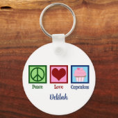 Peace Love Cupcakes Sleutelhanger (Voorkant)