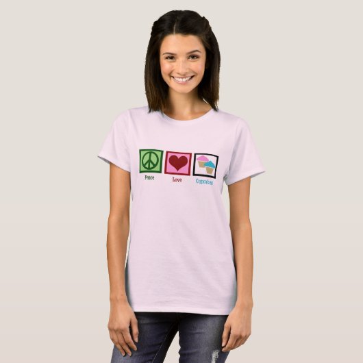Peace Love Cupcakes T-shirt (Voorkant volledig)