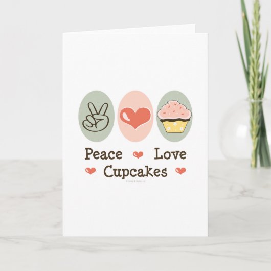 Peace Love Cupcakes Wenskaart Kaart (Voorkant)