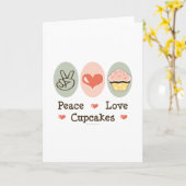 Peace Love Cupcakes Wenskaart Kaart (Gele Bloem)