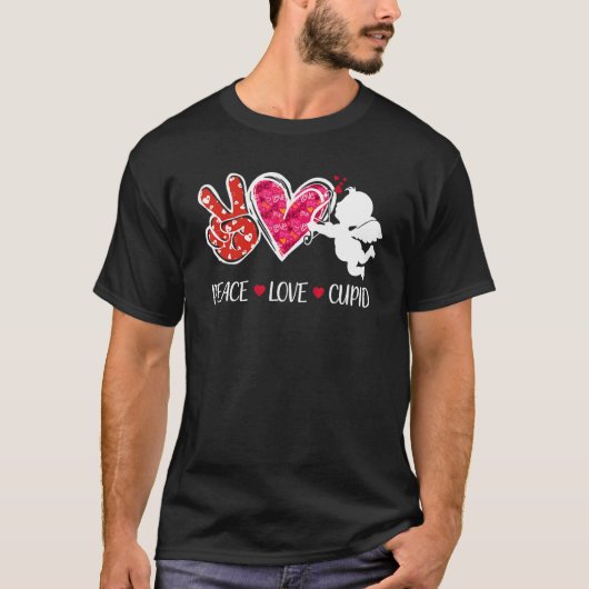 Peace Love Cupid Cute Red Leopard Valentine's Day  T-shirt (Voorkant)