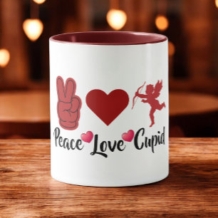 Peace Love Cupid - Schattige Valentijnsdag Engel Mok