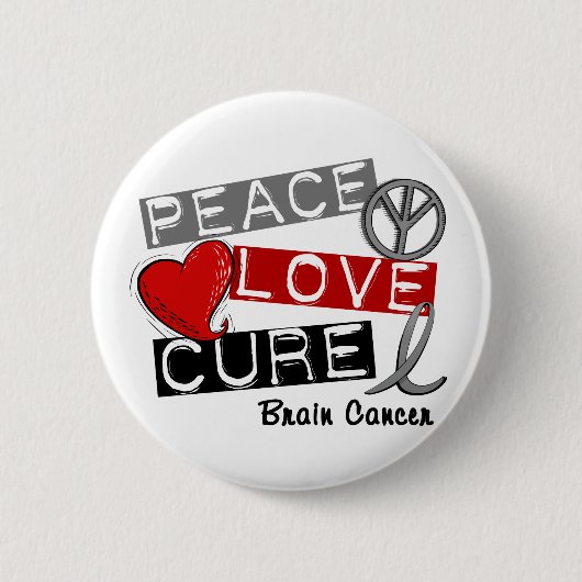 PEACE LOVE CURE 1 RONDE BUTTON 5,7 CM (Voorkant)