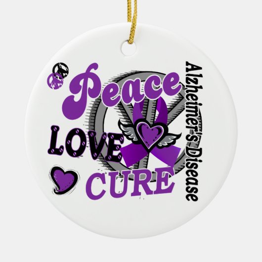 Peace Love Cure 2 Alzheimer Disease Keramisch Ornament (Voorkant)