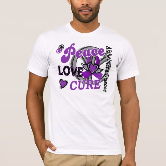 Peace Love Cure 2 Alzheimer Disease T-shirt (Voorkant)