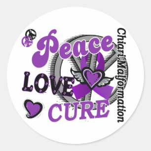 Peace Love Cure 2 Chiari Malformation Ronde Sticker