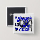 Peace Love Cure 2 Colon Cancer Vierkante Button 5,1 Cm (Voorkant /achterkant)