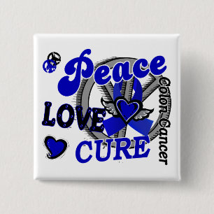 Peace Love Cure 2 Colon Cancer Vierkante Button 5,1 Cm