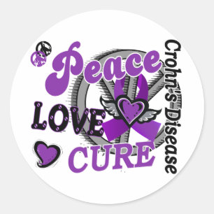 Peace Love Cure 2 Crohn's disease Ronde Sticker