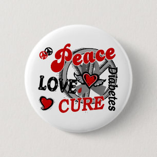 Peace Love Cure 2 Diabetes Ronde Button 5,7 Cm