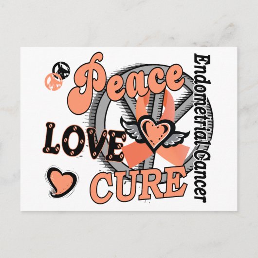 Peace Love Cure 2 Endometrial Cancer Briefkaart (Voorkant)