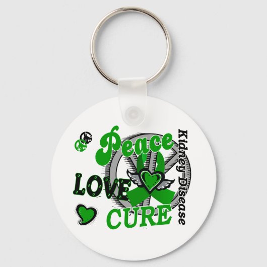 Peace Love Cure 2 Kidney Disease Sleutelhanger (Voorkant)