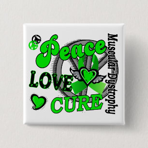 Peace Love Cure 2 Muscular Dystrofie Vierkante Button 5,1 Cm