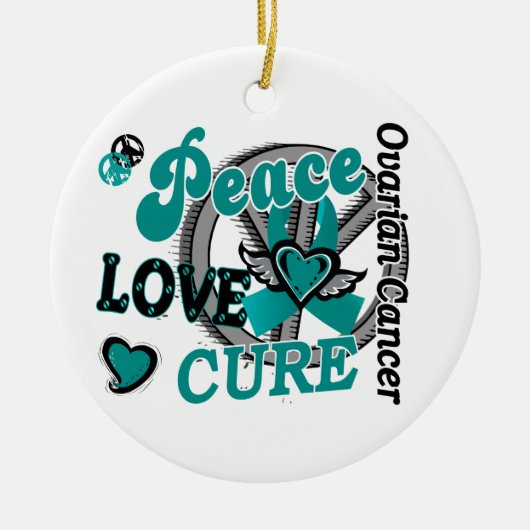 Peace Love Cure 2 Ovarian Cancer Keramisch Ornament (Voorkant)