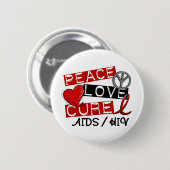 Peace Love Cure AIDS HIV Ronde Button 5,7 Cm (Voorkant /achterkant)