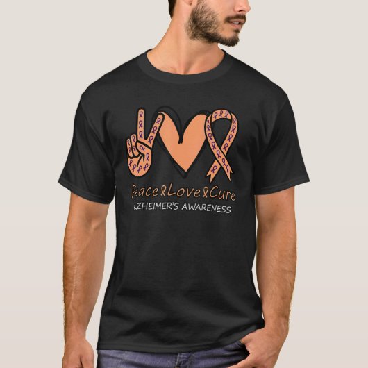 Peace Love Cure Alzheimer Awareness T-shirt (Voorkant)
