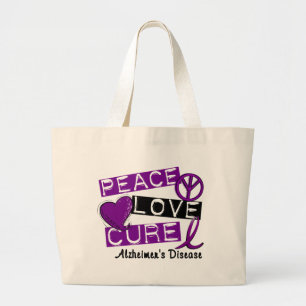 PEACE LOVE CURE ALZHEIMER DISEASE GROTE TOTE BAG