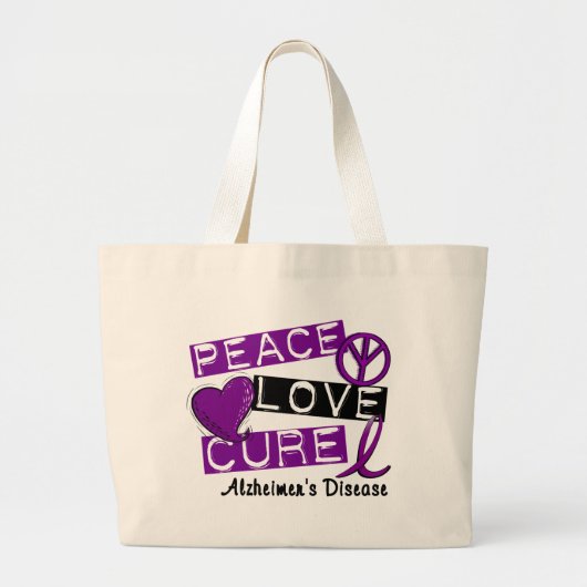 PEACE LOVE CURE ALZHEIMER DISEASE GROTE TOTE BAG (Voorkant)