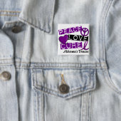 PEACE LOVE CURE ALZHEIMER DISEASE VIERKANTE BUTTON 5,1 CM (In situ)