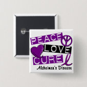 PEACE LOVE CURE ALZHEIMER DISEASE VIERKANTE BUTTON 5,1 CM (Voorkant /achterkant)