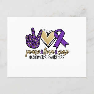 Peace Love Cure Alzheimer's Awareness Aankondigingskaart