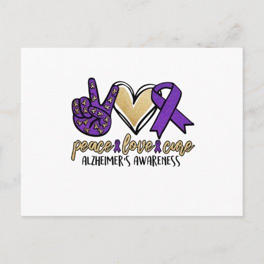 Peace Love Cure Alzheimer's Awareness Aankondigingskaart (Voorkant)