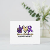 Peace Love Cure Alzheimer's Awareness Aankondigingskaart (Staand voorkant)