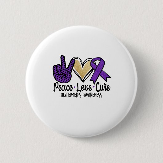 Peace Love Cure Alzheimer's Awareness Ronde Button 5,7 Cm (Voorkant)