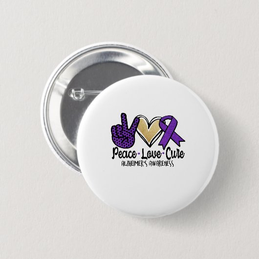 Peace Love Cure Alzheimer's Awareness Ronde Button 5,7 Cm (Voorkant /achterkant)