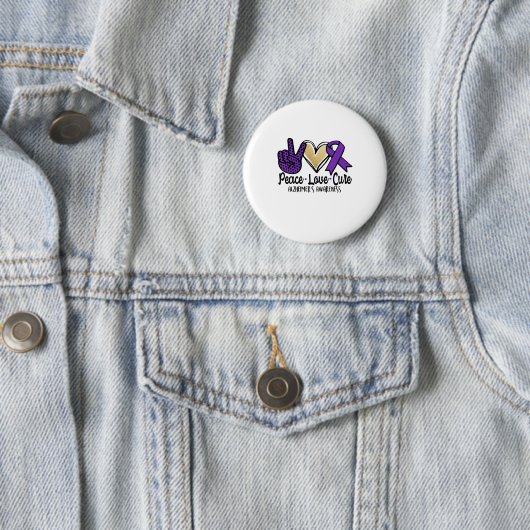 Peace Love Cure Alzheimer's Awareness Ronde Button 5,7 Cm (In situ)