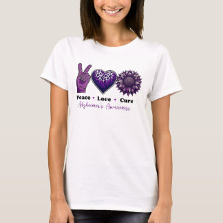 PEACE LOVE CURE Alzheimer's Awareness T-shirt