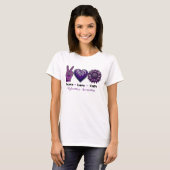 PEACE LOVE CURE Alzheimer's Awareness T-shirt (Voorkant volledig)