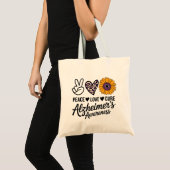 PEACE LOVE CURE Alzheimer's Awareness Tote Bag (Voorkant (product))