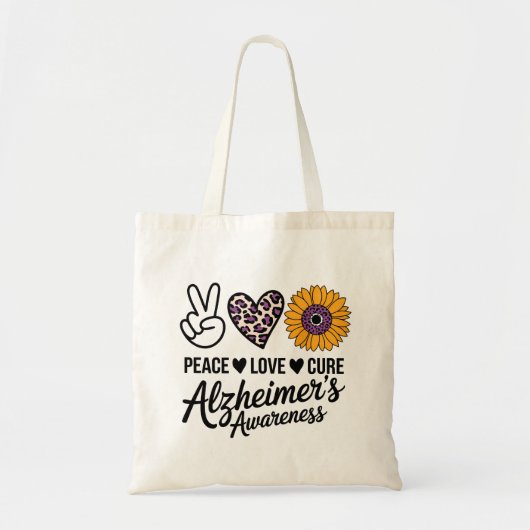 PEACE LOVE CURE Alzheimer's Awareness Tote Bag (Voorkant)