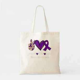 Peace Love Cure Arachnoiditis Paarse Ribbon Awaren Tote Bag