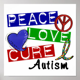 Peace Love Cure Autisme Poster