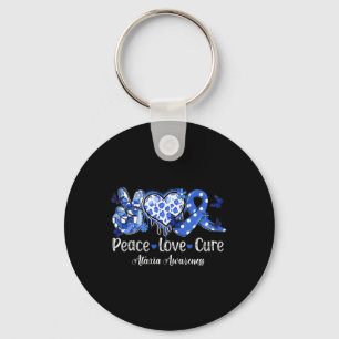 Peace Love Cure Blue Ribbon Ataxie Bewustzijn Sleutelhanger