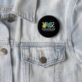 Peace Love Cure Blue & Yellow Ribbon Down Syndrome Ronde Button 5,7 Cm (In situ)