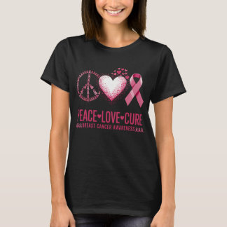 PEACE LOVE CURE Borstkanker Bewustzijn T-shirt