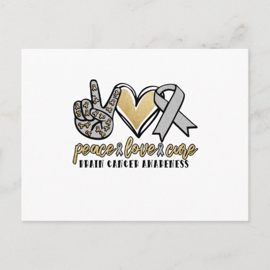 Peace Love Cure Brain Cancer Aankondigingskaart (Voorkant)
