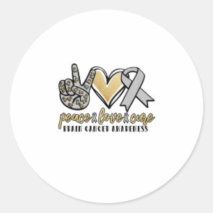 Peace Love Cure Brain Cancer Ronde Sticker