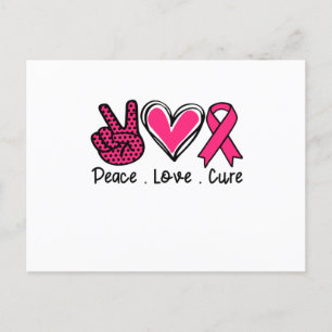 Peace Love Cure Breast Cancer Awareness Aankondigingskaart