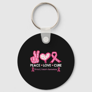 Peace Love Cure Breast Cancer Awareness Fight Surv Sleutelhanger