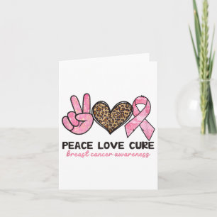 Peace Love Cure Breast Cancer Awareness Pink Ribbo Kaart