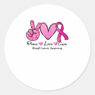 Peace Love Cure Breast Cancer Awareness Ronde Sticker