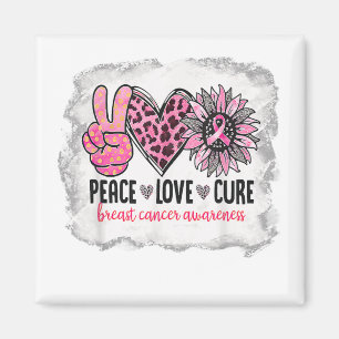 Peace Love Cure Breast Cancer Awareness Sunflower Magneet
