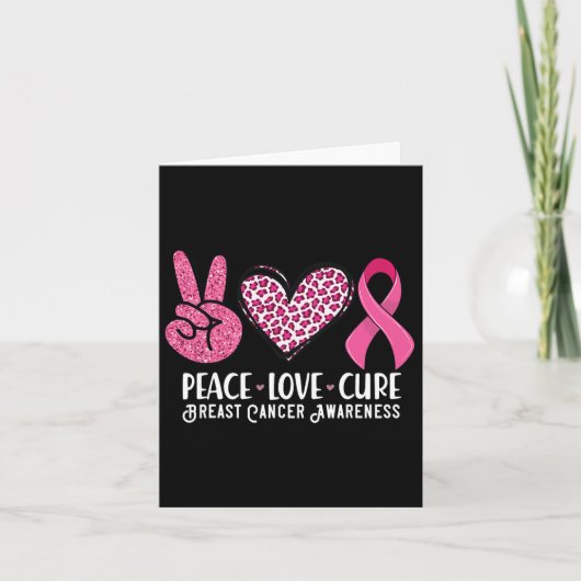 Peace Love Cure Breast Cancer Awareness Warrior Pi Kaart (Voorkant)