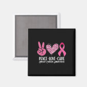 Peace Love Cure Breast Cancer Awareness Warrior Pi Magneet (Voorkant / Achterkant)