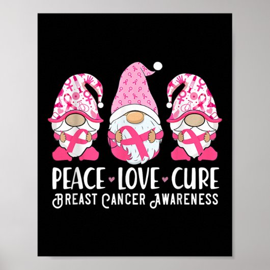 Peace Love Cure Breast Cancer Awareness Warrior Pi Poster (Voorkant)